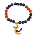 Orange Purple Black Bead Moon Bat Stretch Bracelet view 5