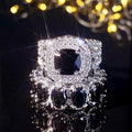 Oversized Square Halo Two-Ring Set In Four Stone Colors view 7