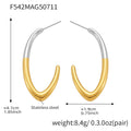 Geometric C Stud Earrings Double Line and Solid Gold Steel view 6
