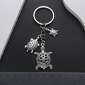 Silver Tone Three Turtle Family Keychain with Metal Hardware view 2