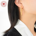 Double Oval Chain Link Drop Earrings Gold and Steel Tones view 3