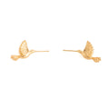 Gold Tone Flying Hummingbird Novelty Small Stud Earrings view 5