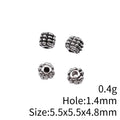 Grid Texture Barrel Spacer Bead in Antique Silver Metal view 4