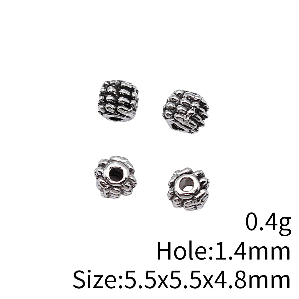 5.5x5.5x4.8mm 0.4g Antique Silver Zinc Alloy Dotted Small Hole Spacer Beads for DIY Bracelet Jewelry