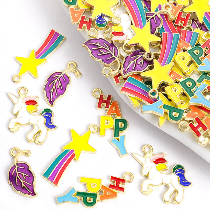 Enamel-Look Star Alloy Charms in 4 Styles for Jewelry Crafts