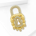 Ornate Padlock Brooch in Polished Metal for Jackets and Scarves view 2