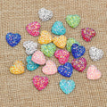 Glitter Heart Flat Back Cabochons in Assorted Bright Colors view 2