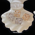 Openwork Quatrefoil Stud Earrings in Gold and Silver view 3