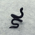 Matte Black Coiled Snake Adjustable Open Ring with Textured Surface view 4