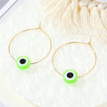 Gold Thin Hoop Evil Eye Acrylic Bead Earrings Nine Colors view 9
