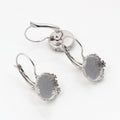 Serrated Round Tray Leverback Earring Settings in Silver Tone view 5