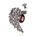 Crystal Peacock Brooch Large Oval Stone Purple Blue Silver Pin view 1