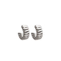 Gold and Silver Open Coil C Hoop Textured Stud Earrings view 5