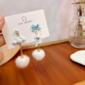 Two Rabbit Cloud Bow and Pom Pom Asymmetrical Earrings view 4