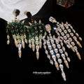 Crystal Chandelier Stud Earrings in Emerald Green or Clear view 4