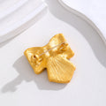 Gold Tone Ribbon Bow Crystal Metal Brooch Pin for Jackets and Lapels view 3