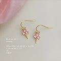 Gold Pink Crystal Ice Cream Cone Hook Earrings Matching Pair view 1