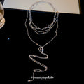 Layered Snake And Cross Pendant Necklace In Two Tones view 4