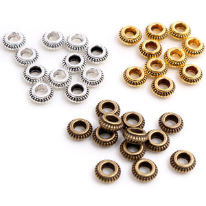 Gear-Edge Ring Spacer Beads in Silver Gold and Bronze