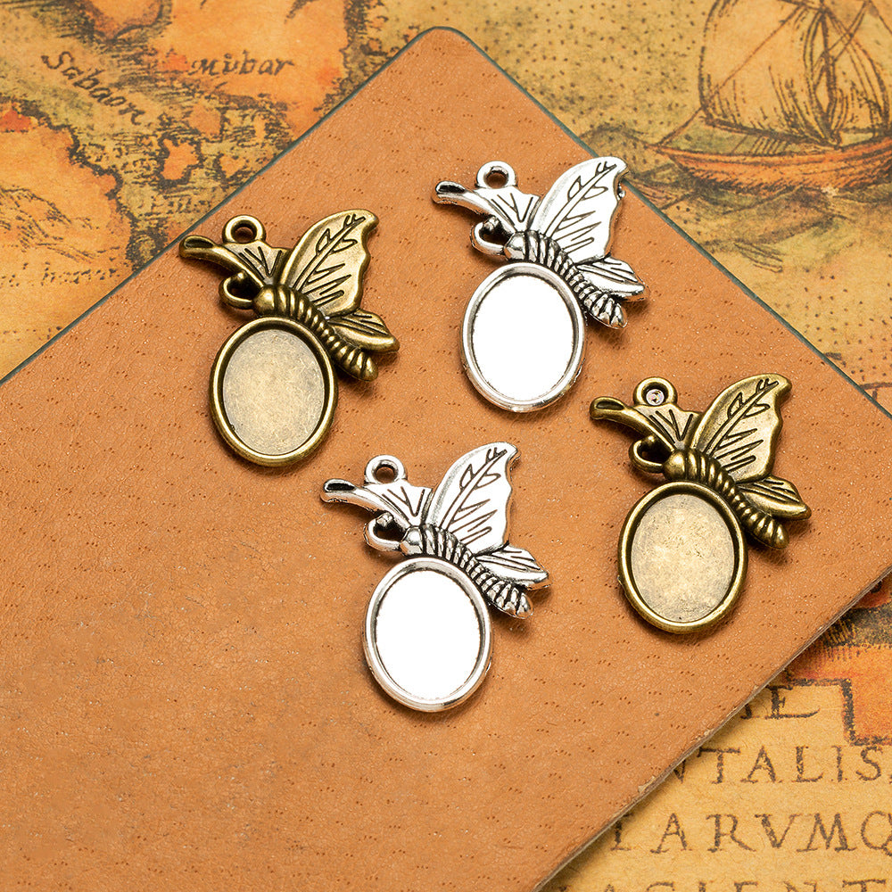 Butterfly Bezel Setting Pendant Base for 14x10mm Cabochon