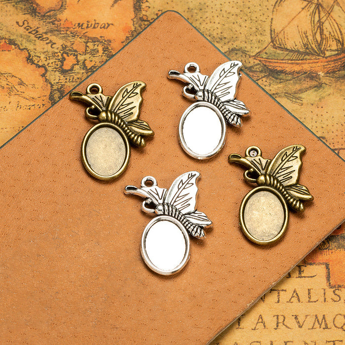 Butterfly Bezel Setting Pendant Base for 14x10mm Cabochon