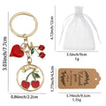 Gold Cherry Heart Rhinestone Multi Charm Keychain Pendant view 3