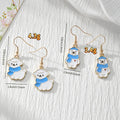 Gold Tone Scarf-Wearing Polar Bear and Alpaca Drop Earrings view 4