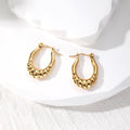 Gold Tone Textured Geometric Hoop Earrings in Eight Designs view 3
