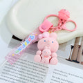 Cartoon Animal Resin Figure Keychain With Bell And Clear Wrist Strap view 6