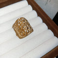 Gold Flower Open Rings Multicolor Gem and Embossed view 7