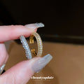 Double Row Clear Crystal Open Ring In Silver Tone Or Gold Tone view 2