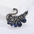 Antique Silver Swan Brooch With Crystal Drops 2 Colors view 2