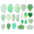 Assorted Green Glass Leaf Charms in Multiple Shapes and Finishes view 5