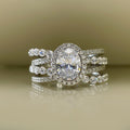 Silver Tone Oval Halo Multi-Band Clear Ring Sizes 6-10 view 1