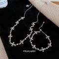 Silver Cross Pearl Crystal Bracelet and Necklace Styles view 2