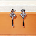 Gold and Silver Tone Geometric Crystal Drop Earrings view 3