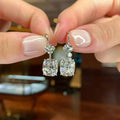 Silver Tone Cushion Crystal Drop Earrings With Lever Backs view 3