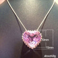 Pink Heart Pendant Necklace Clear Halo Silver Tone Chain view 3