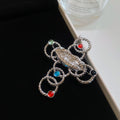 Gold Eye Pearl Dangle Geometric Lips Metal Brooches view 8