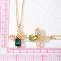 Gold Butterfly Crystal Teardrop Pendant Necklace 4 Colors view 4