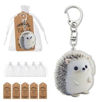 Flat Acrylic Hedgehog Keychain With Swivel Snap Hook