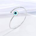 Blue and White Evil Eye Open Cuff Bracelets in Eight Finish Options view 7