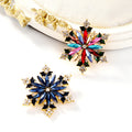 Red Gold Tone Snowflake Crystal Three Designs Metal Brooch Pin view 3