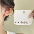 Heart Bow and Crystal Look Three Pair Small Stud Earring Set view 6