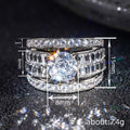 White Gold Tone Multi Band Round Baguette Crystal Ring Sizes 6-10 view 4