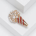 Crystal Ice Cream Cone Brooch with Pearl Scoop for Jackets and Scarves view 4