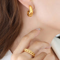 Dimpled Cheese Texture Geometric C-Hoop Stud Earrings view 1