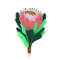 Layered Pink and Green Acrylic Botanical Flower Brooch view 5