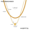 Gold Maman Heart Pendant And Dual Layer Chain Necklaces view 6