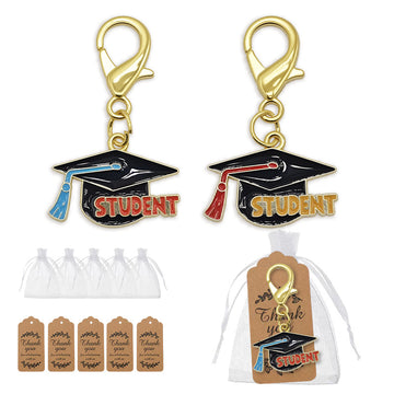 Enamel Student Graduation Cap Clasp Charm Two Tassels
